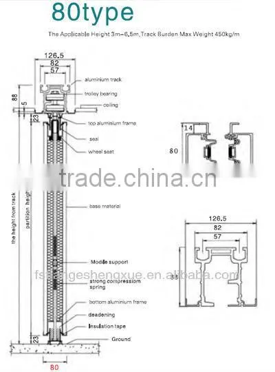 Hotel lobby movable soundproof MDF folding partition