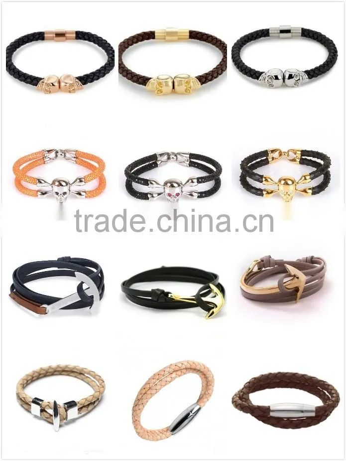 wholesale customized Men's Braided Design Leather Bracelet