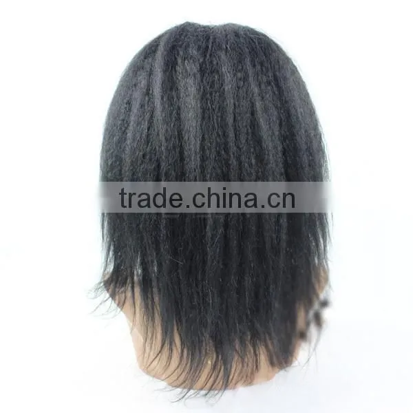Hot selling 100% human hair italian 8 inch yaki full lace wigs natural hair wig for men short brazilian hair full lace wig