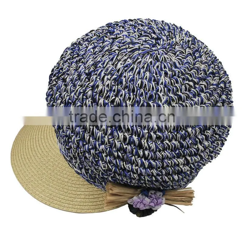 2013 new colorful fashion summer lady straw fluffy visor hat and cap