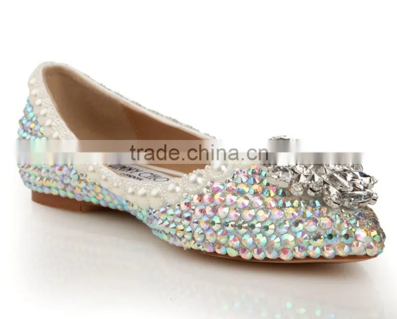 2015 New Model Rhinestone Flat Wedding Shoes For Bridals Elegant Shoes for Ladies