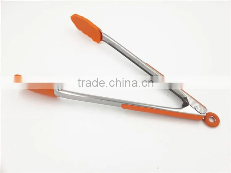 high quality hot sell silicone barbecue tongs with soft grip handle