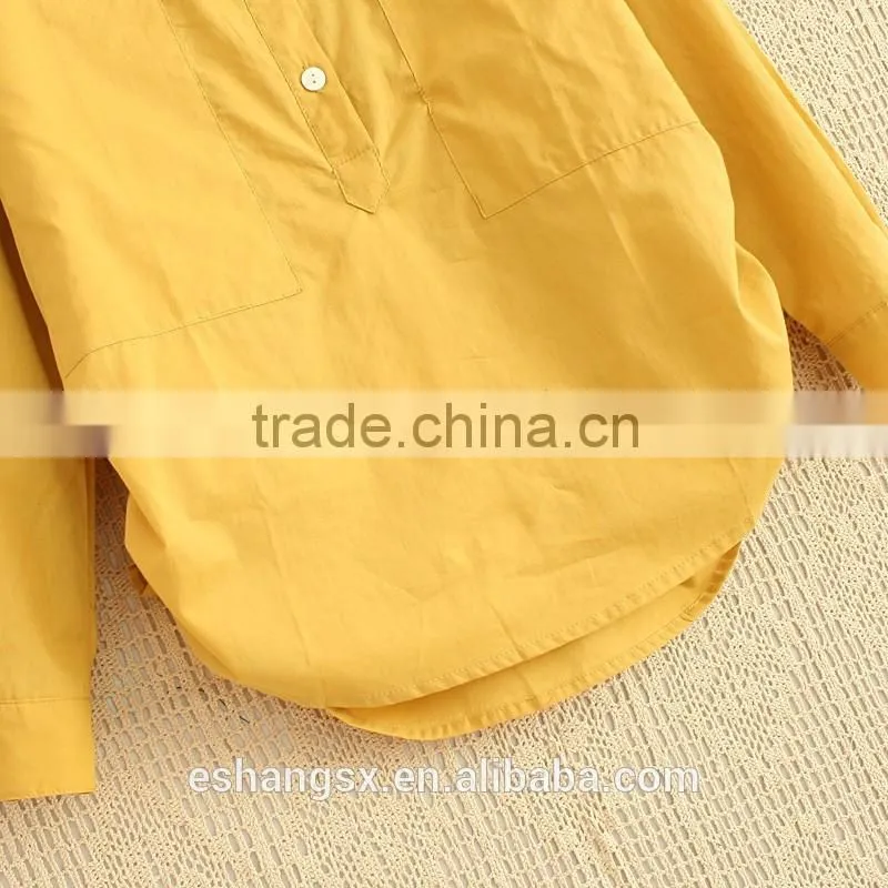 Ladies cotton pure color beautiful loose shirt