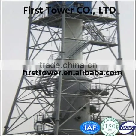Chimney steel tower for waste gas or smoke emissions