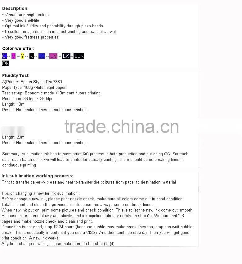 Hot sale sublimation ink for Epson r230 printer