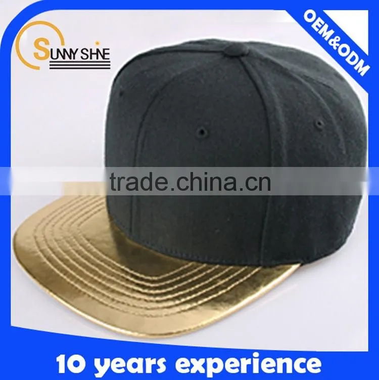 Custom blank snapback cap with leather brim flip brim snapback cap