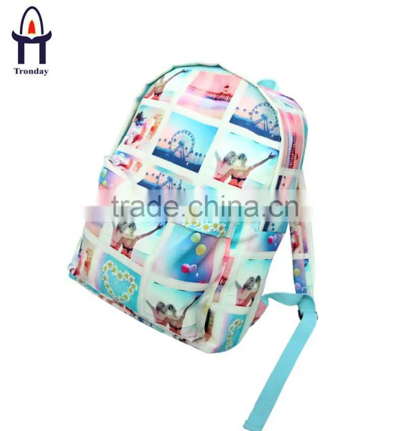 2015 hot heat transfer printing canvas school backpack