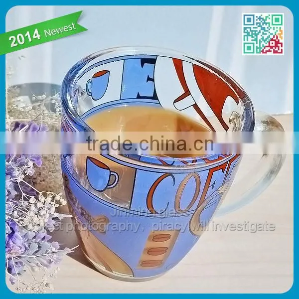 Manufacture glassware beautiful pattern coffee mugs