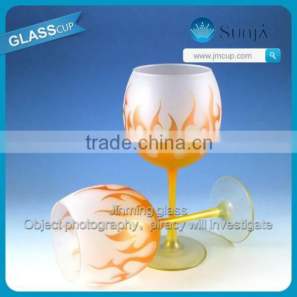 Wholesale high quality colored stem glassware/glass blowing factory/ballon wine glass/goblet