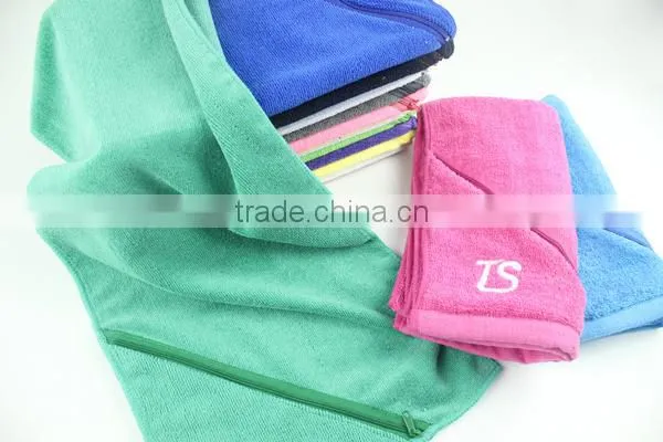 35*75 cm micro fiber pe towel gym towel with zipper