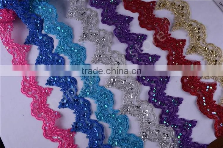 Pearl Beaded & Sequin Bridal ~ Lace Embroidered lace various color Wide:6cm in stock