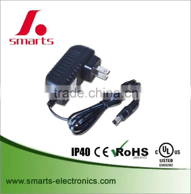 ce ul listed 12v 24v 9w wall type power adapter with eu us uk plug