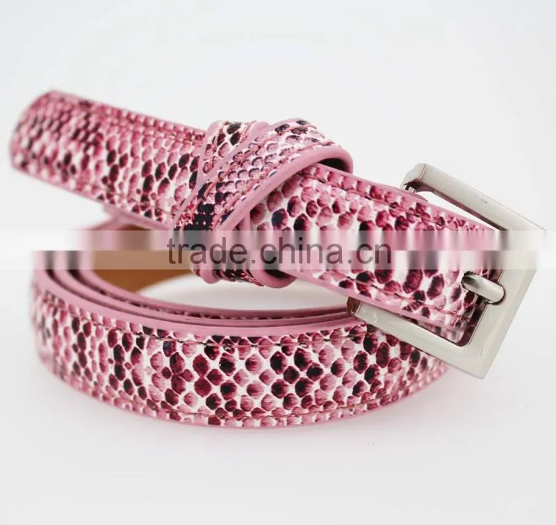 Women's Casual belt with Fuax PU leather and small silver buckle