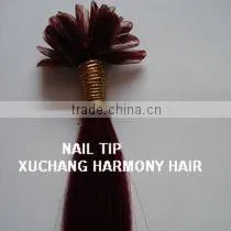 TOP remy HOT selling 1# cheap nail tips hair extension