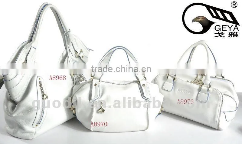 New arrival! White vertical zip tote bags 2012 Fashion ladies handbag
