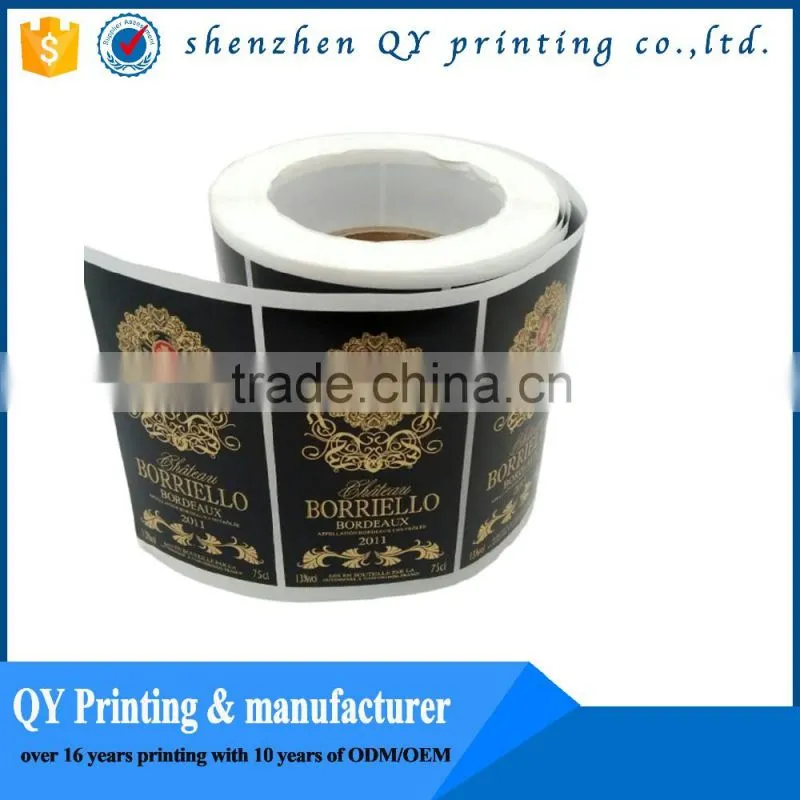 customized printing removable paper sticker,gold foil embossed paper labels