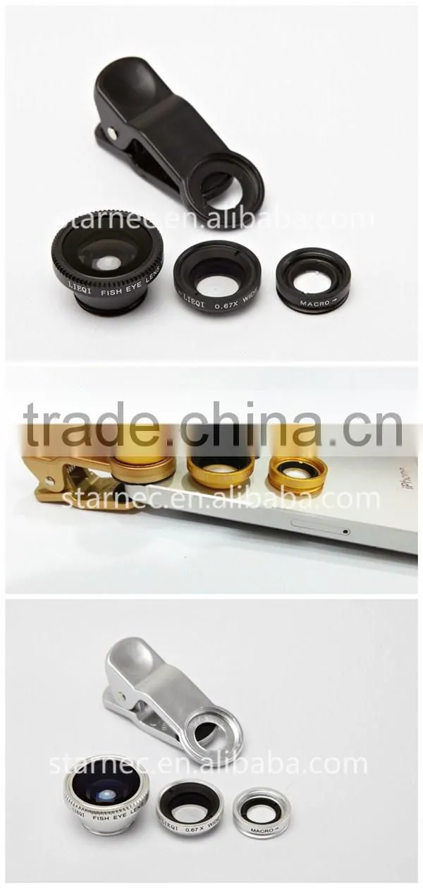 Fisheye Lens,3-in-one Universal Clip Lens For Mobile Phone/Notebook PC/Ipad