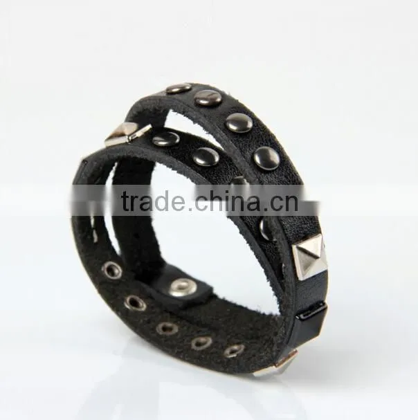 Custom handmade genuine leather cuff bracelets for men