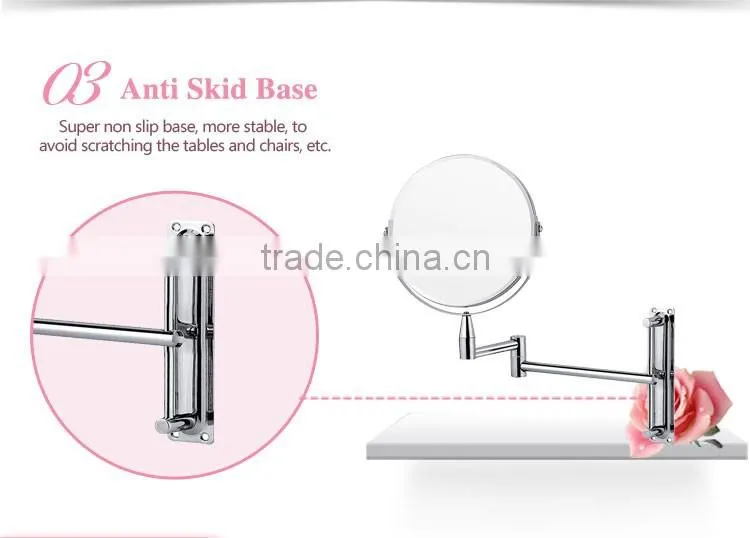 Dual arm 2-face folding wall mounted bathroom mirror