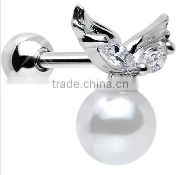 Pearl Angel Wings Tragus Cartilage Earring