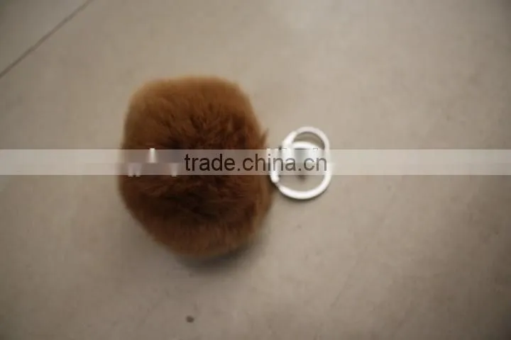 rex rabbit fur pompons/fluffy rex rabbit fur colorful 6cm key chain
