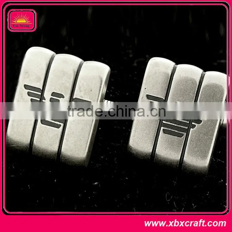 Polished and ornament silver plated cufflinks