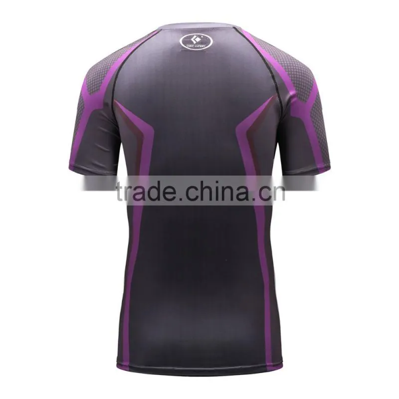 2016 New Design Online Wholesale Shop Gym Fintess Sport Printing T Shirts Fast Drying Fitness GYM Base Layer Tops