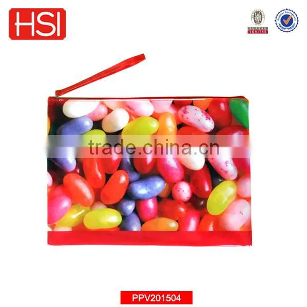 BSCI audited wholesale jelly bean printed pvc cute pencil bags