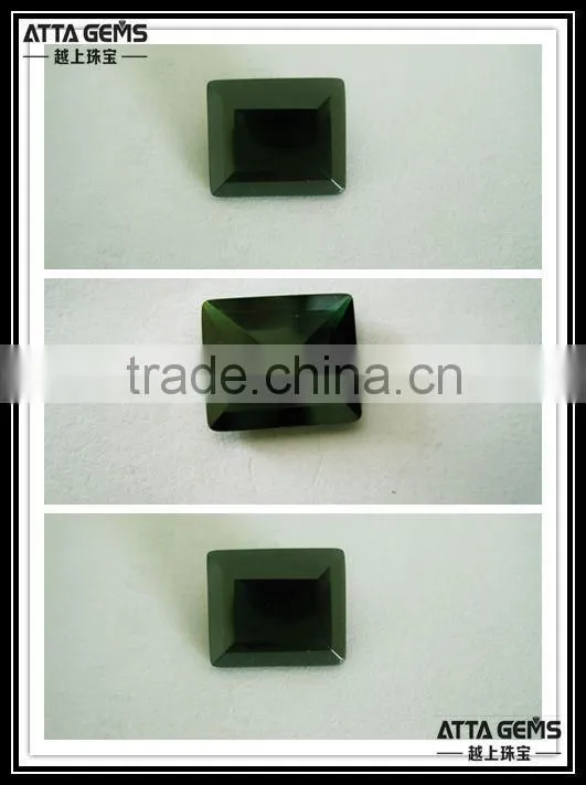 dark green rectangle shape emerald cut quartz