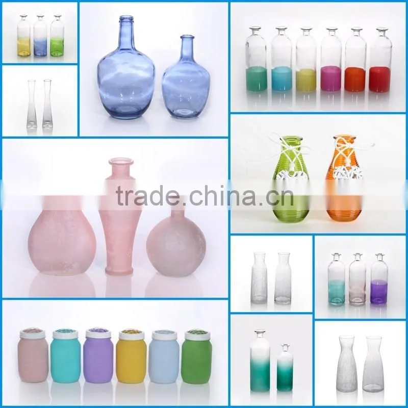 Good Quality Antique Long Neck Glass Vase Frosted Coloured Glass Vase