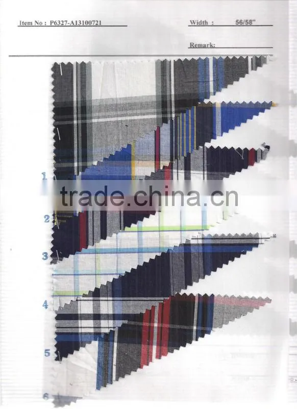 100% Cotton Yarn Dyed Shirting Fabric Textile Stock:P6327-A13100721