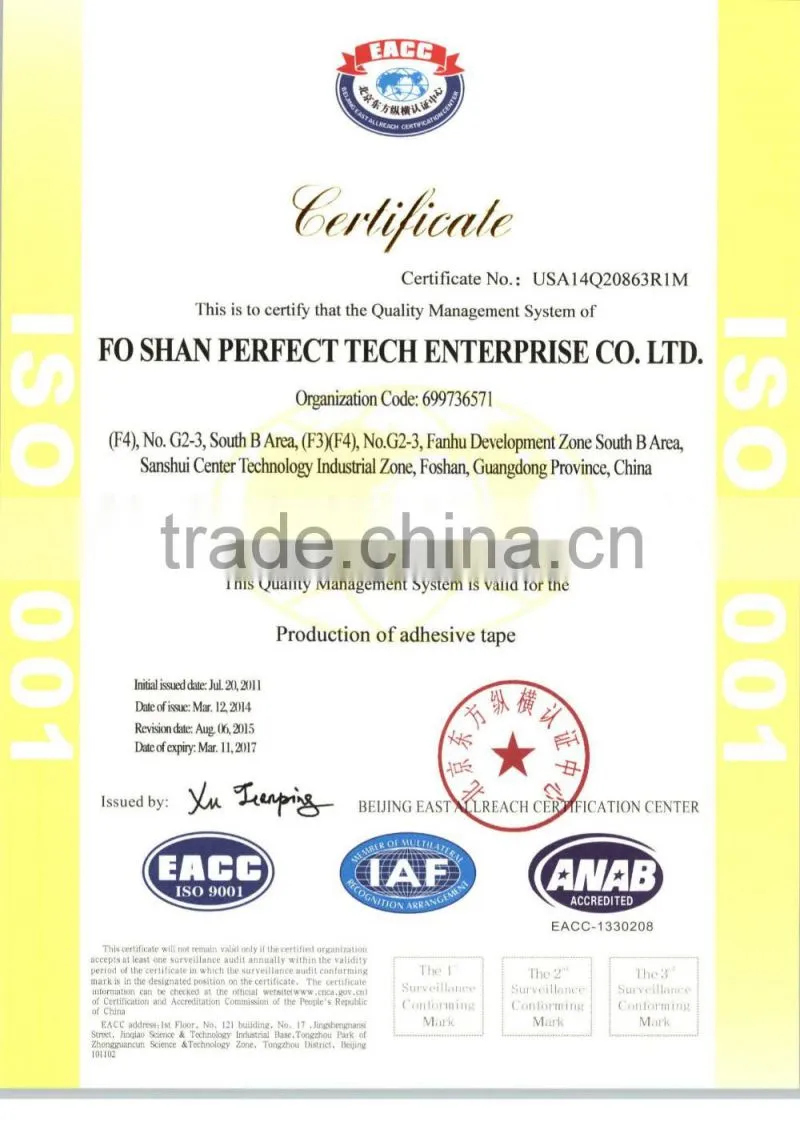 Transparent/clear Stationery tape with good adhesion for office/school