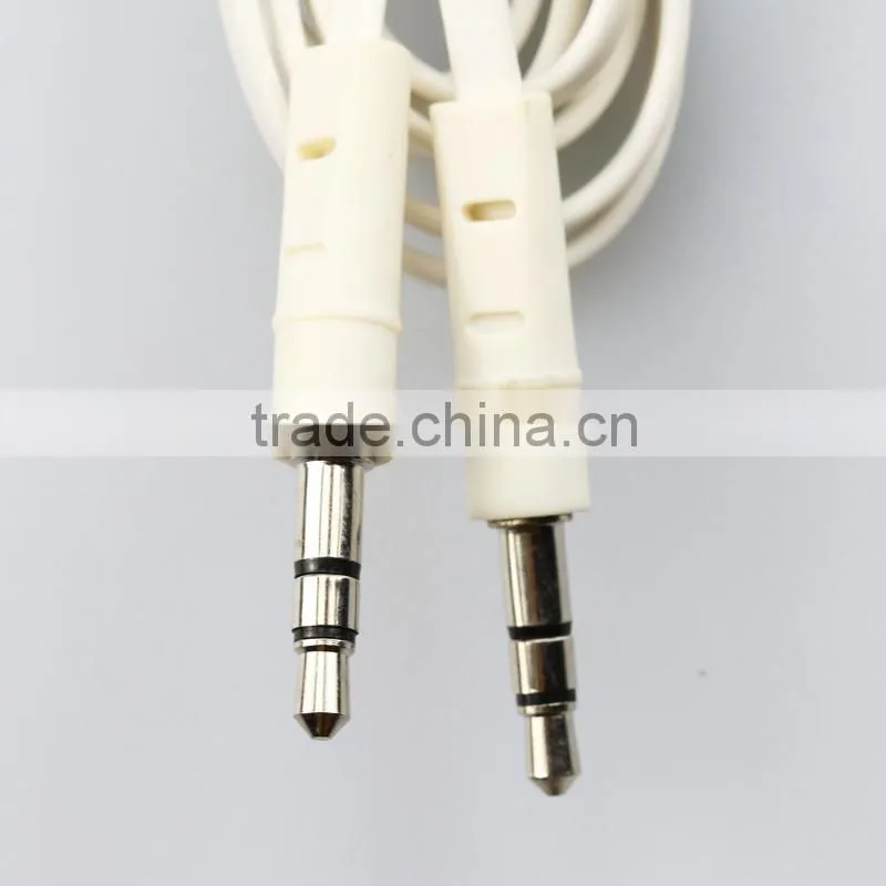White 3.5mm Stereo male to male moulded plugs flat cable with factory price