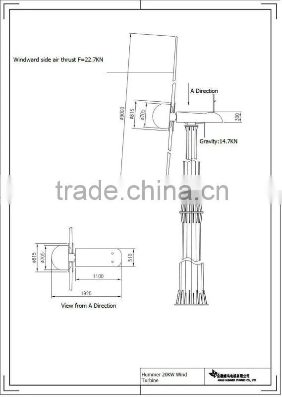 Hummer H9.0-20kw wind turbine set with CE,UL certificated