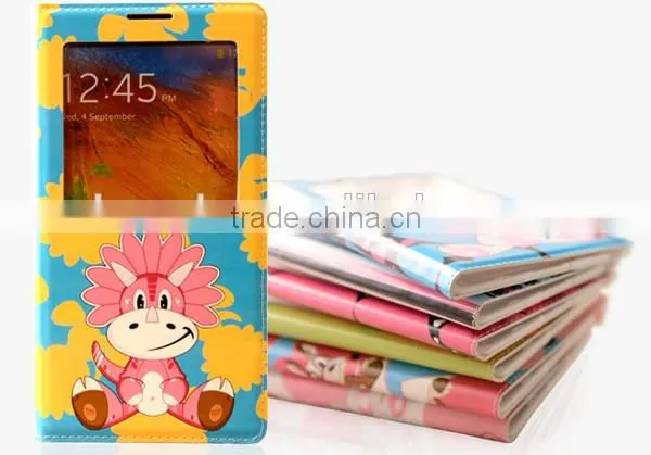 Hot fashion printing leather flip open cover for samsung galaxy note 3