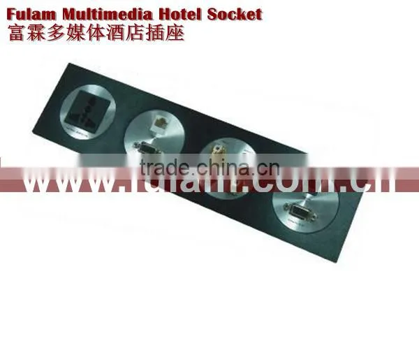 Aluminium type USB+HDMI+AV+VGA+RJ45+RJ11+AC Power Wall socket for Hotel