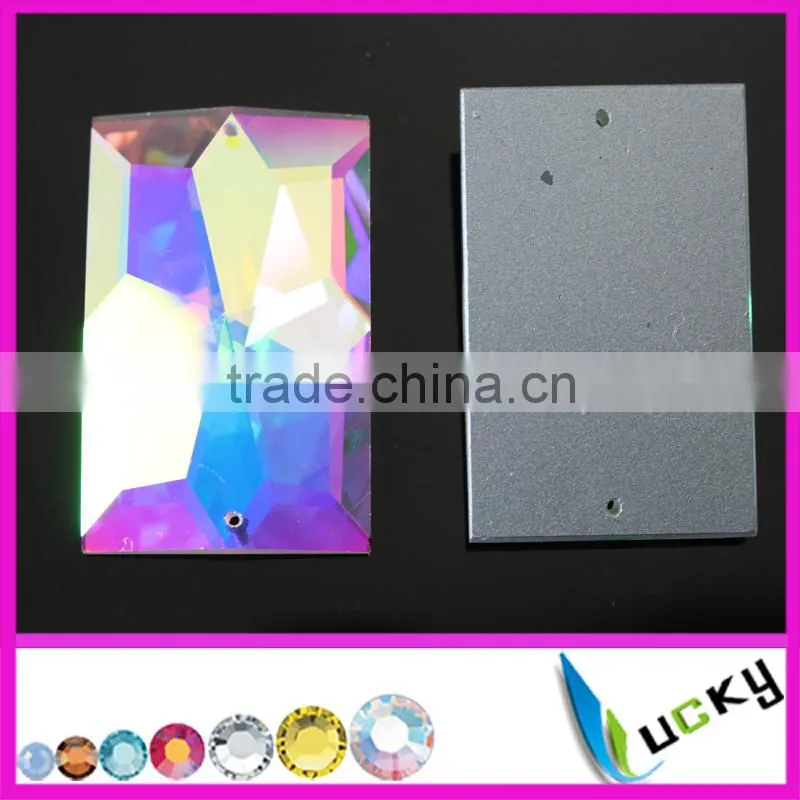 China Highest quality cobalt color sew on strass rhinestones rivoli shape flatback jewellry beads with holes