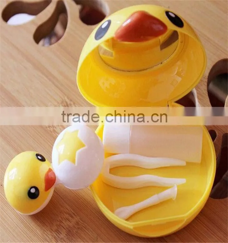 Custom Cartoon Contact Lens Cases,Contact Lenses Plastic Case,Yellow Duck Contact Lens Box