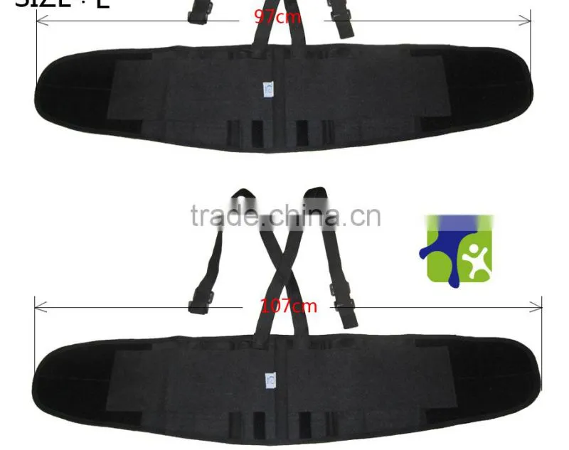 Lumbar back for workers, heavy duty back support with suspenders