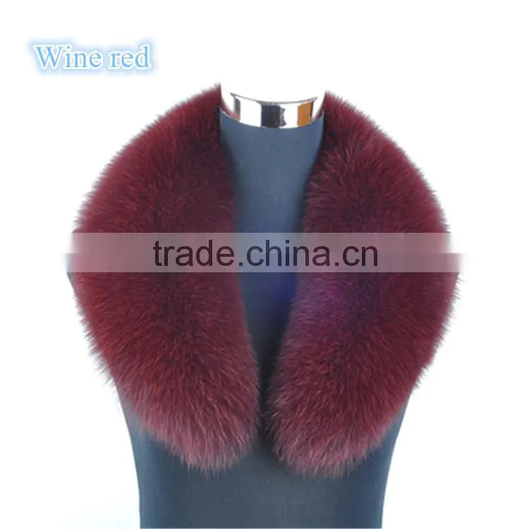 Big Genuine Detachable Black Fox Fur Shawl Collar for Women Leather Jacket