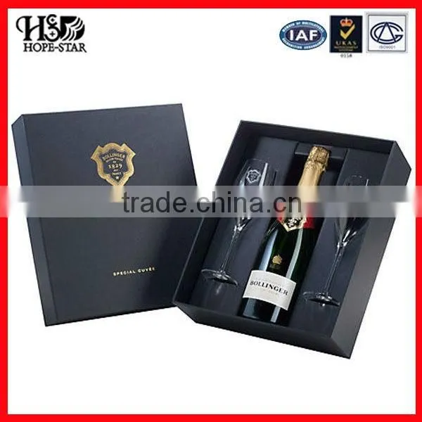 HIGH QUALITY CUSTOM MADE MATT BLACK WINE GLASS GIFT BOX