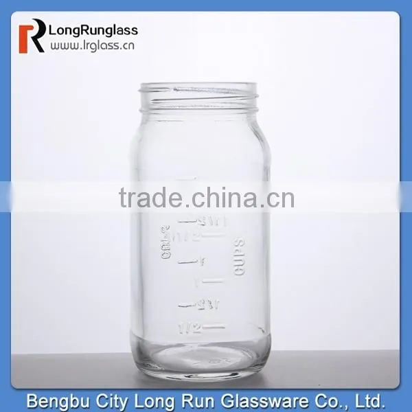 LongRun wholesale 1L square measure transparent milk glass jar