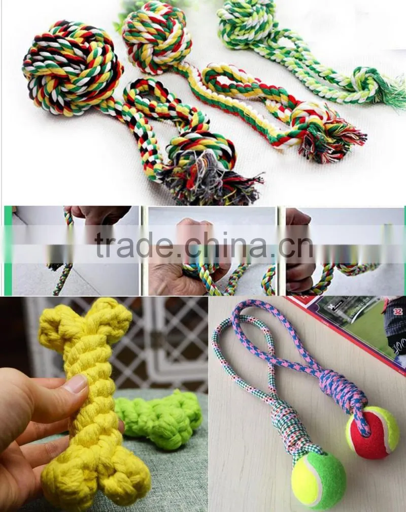 Durable unique dog playing cotton Rope Tennis Ball Toy / pet Tennis Ball rug Rope Toys