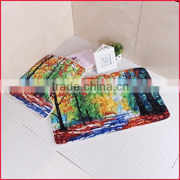 eco-friendly material Embossed printing 3d design bath mat carpet rugs