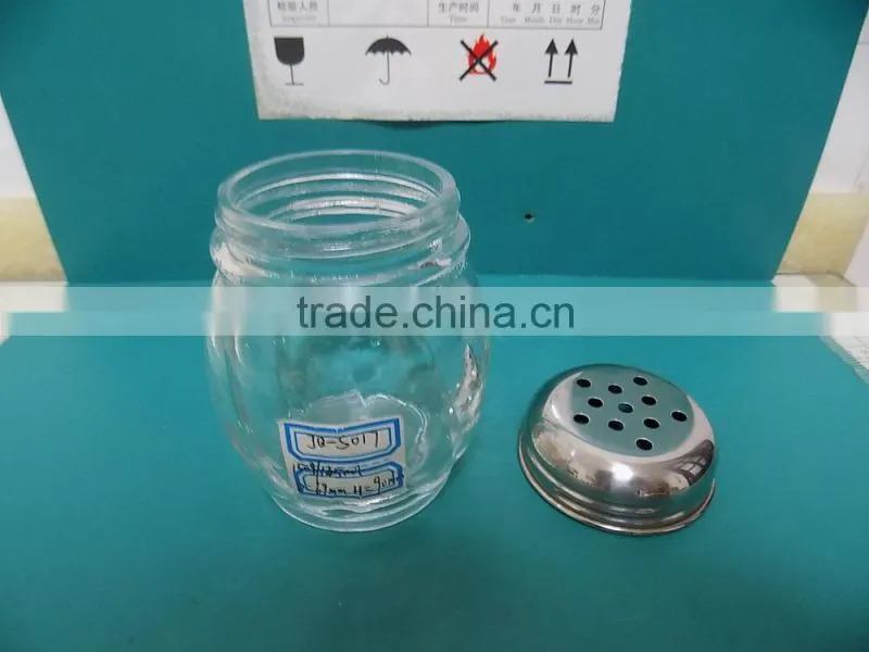 different glass spicy jar with stainless steel caps