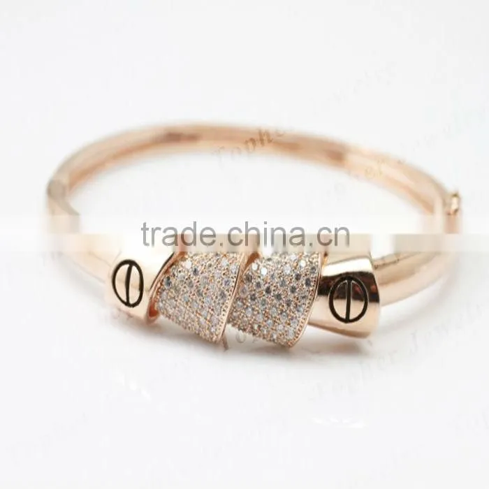 Stunning 925 Sterling Silver Micro Pave Setting Cubic Zirconia gold bangles latest designs