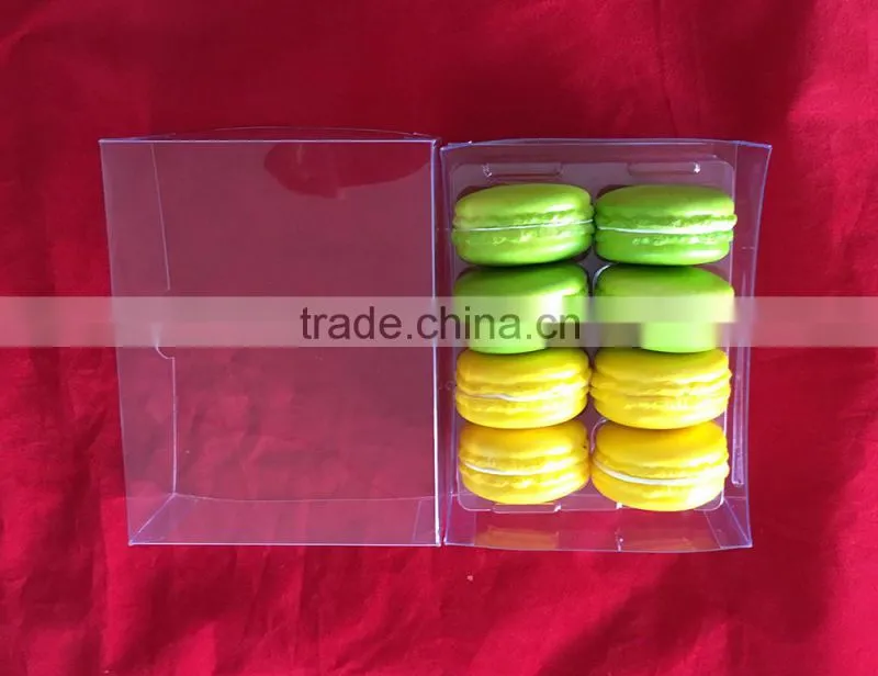 8 pcs customized macaron box clear plastic printed with PET inner trays food industrial use and grade plastic type 5 macaron
