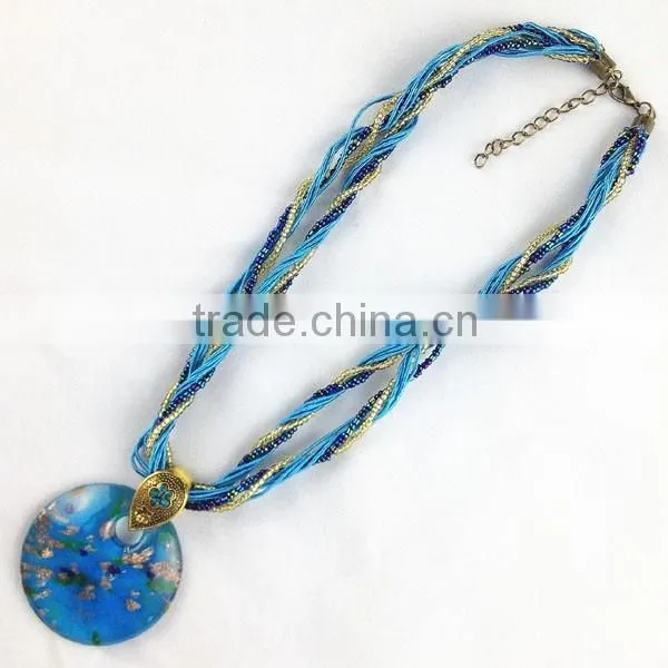Retro Style Fashion Lady Glass Flower Necklaces Wholesale