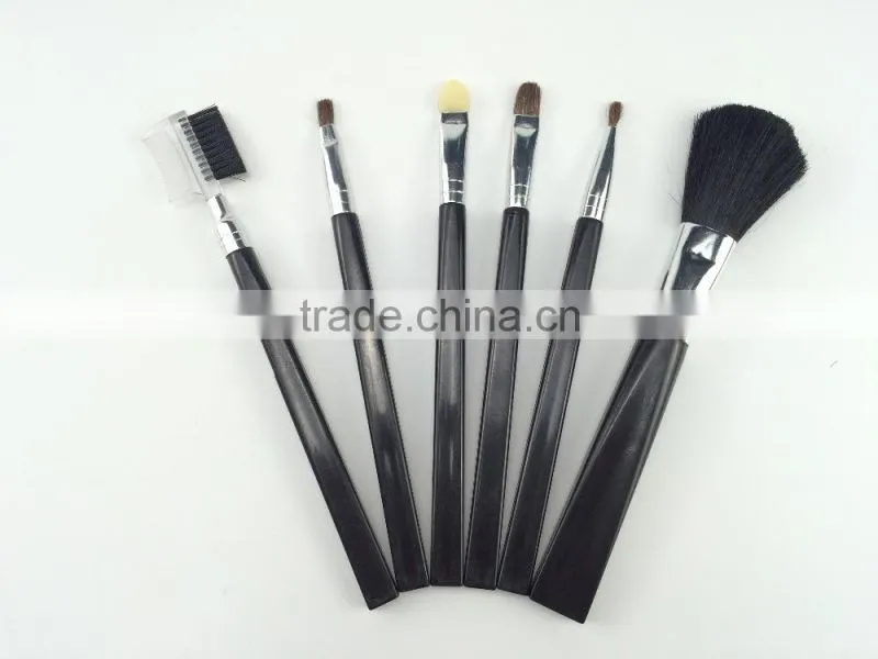 wholesale promotion 6pcs black hair and black handle makeup brush set free sample