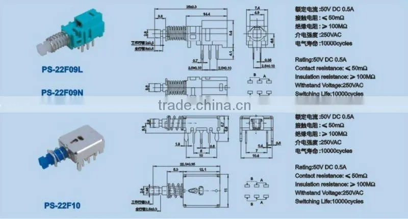 PS-22F07 straight key Push switch